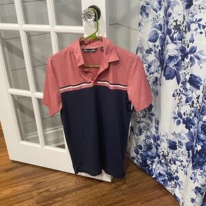 Travis Mathew Red and Navy Polo Shirt